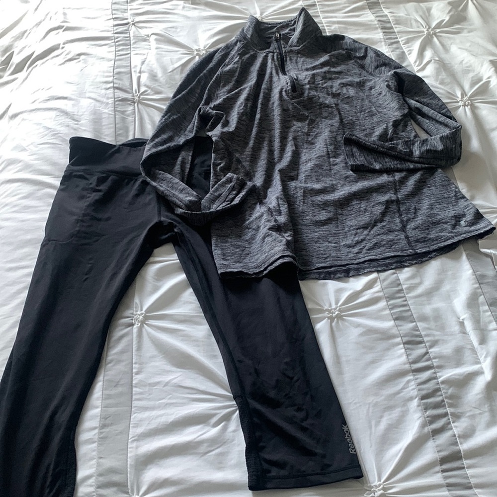 Champion half zip  and Reebok Capri